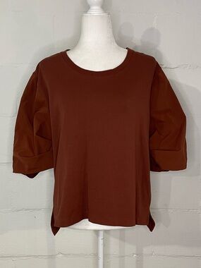 Athleta Puff Sleeve Tee in Rust